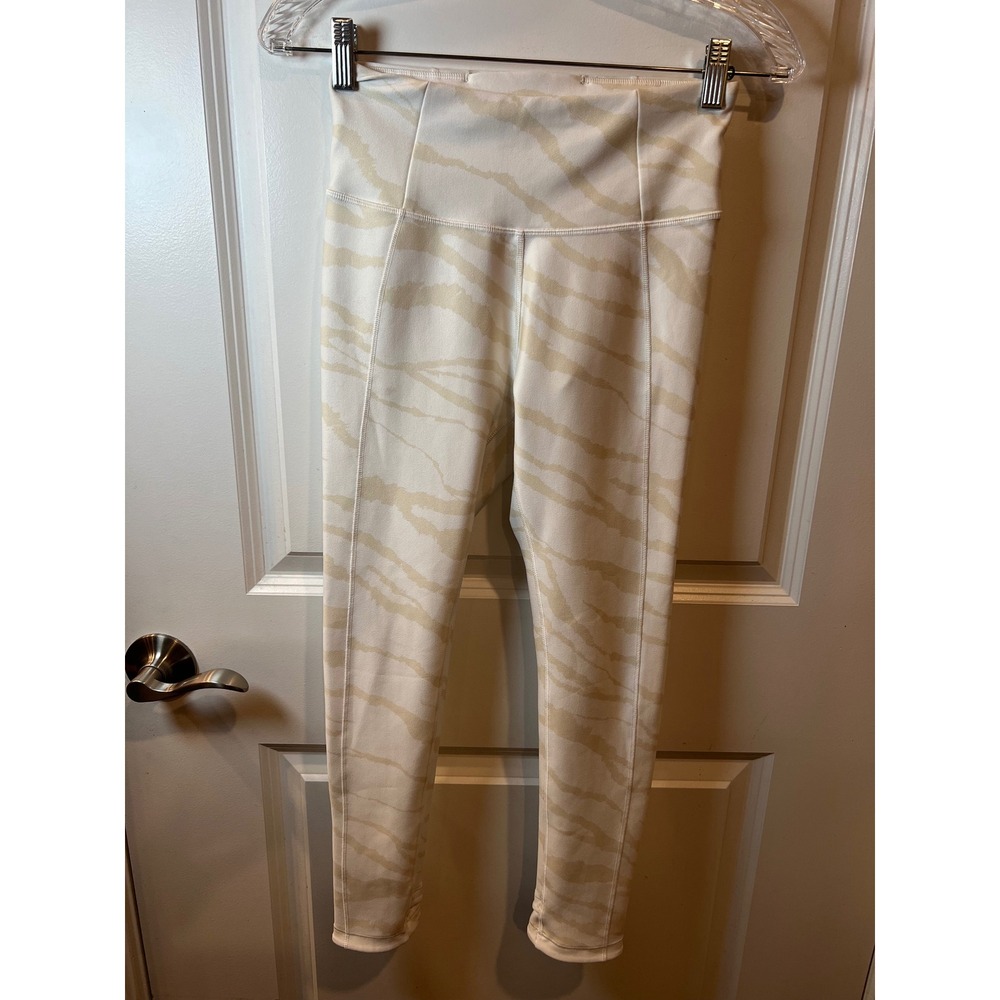 CALIA Womens Leggings High Rise Animal Print White Tan Size S